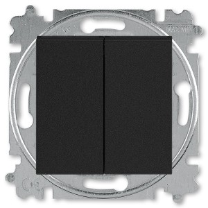 Купить Выключатель кнопочный двухклавишный ABB Levit антрацит / дымчатый чёрный (3559H-A87445 63W)