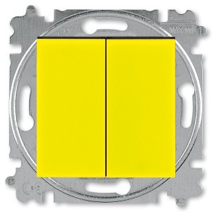 Обзор Переключатель двухклавишный ABB Levit жёлтый / дымчатый чёрный (3559H-A52445 64W)