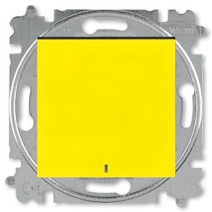 Купить Выключатель одноклавишный с подсветкой ABB Levit жёлтый / дымчатый чёрный (3559H-A01446 64W)