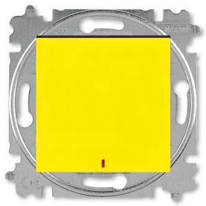 Купить Переключатель одноклавишный с индикацией ABB Levit жёлтый / дымчатый чёрный (3559H-A25445 64W)