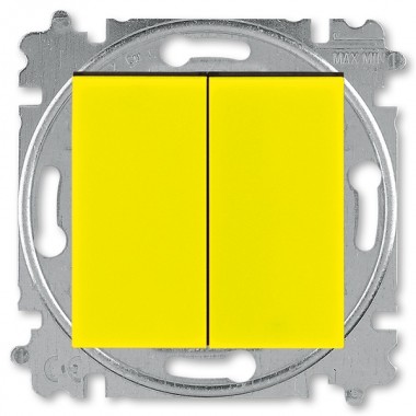 Купить Выключатель кнопочный двухклавишный ABB Levit жёлтый / дымчатый чёрный (3559H-A87445 64W)