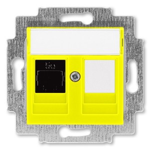 Розетка информационная ABB Levit RJ45 категория 5e и заглушка жёлтый (5014H-A51017 64W)