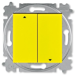 Отзывы Выключатель жалюзи двухклавишный ABB Levit без фиксации жёлтый / дымчатый чёрный (3559H-A88445 64W)