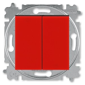 Обзор Выключатель двухклавишный ABB Levit красный / дымчатый чёрный (3559H-A05445 65W)
