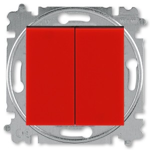Купить Выключатель кнопочный двухклавишный ABB Levit красный / дымчатый чёрный (3559H-A87445 65W)