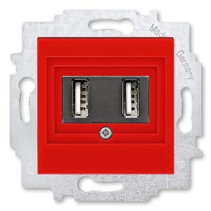 USB зарядка двойная ABB Levit USB тип А 1400мА красный (5014H-A00040 65W)