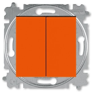 Выключатель двухклавишный ABB Levit оранжевый / дымчатый чёрный (3559H-A05445 66W)
