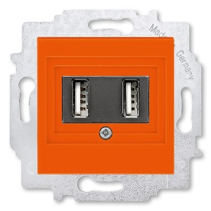 USB зарядка двойная ABB Levit USB тип А 1400мА оранжевый (5014H-A00040 66W)