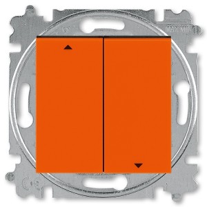 Выключатель жалюзи двухклавишный ABB Levit без фиксации оранжевый/дымчатый чёрный (3559H-A88445 66W)
