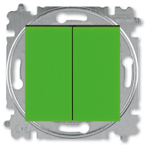 Купить Выключатель двухклавишный ABB Levit зелёный / дымчатый чёрный (3559H-A05445 67W)