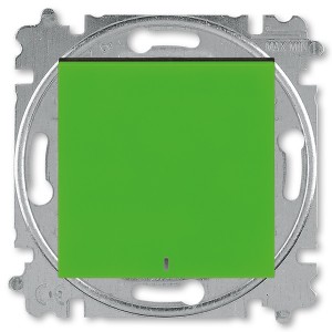 Обзор Переключатель одноклавишный с подсветкой ABB Levit  зелёный / дымчатый чёрный (3559H-A06446 67W)