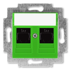 Розетка информационная ABB Levit двойная 2хRJ45 категория 5e зелёный (5014H-A51018 67W)