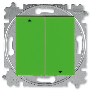 Выключатель жалюзи двухклавишный ABB Levit без фиксации зелёный / дымчатый чёрный (3559H-A88445 67W)