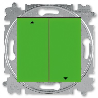 Обзор Выключатель жалюзи двухклавишный ABB Levit без фиксации зелёный / дымчатый чёрный (3559H-A88445 67W)