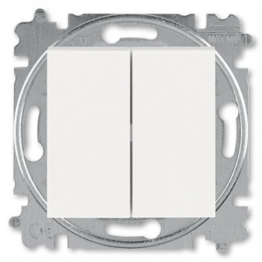 Купить Выключатель кнопочный двухклавишный ABB Levit жемчуг / ледяной (3559H-A87445 68W)