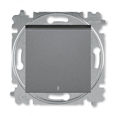 Обзор Переключатель одноклавишный с подсветкой ABB Levit сталь / дымчатый чёрный (3559H-A06446 69W)