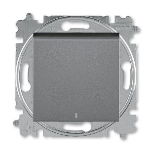 Обзор Выключатель кнопочный одноклавишный с подсветкой ABB Levit сталь / дымчатый чёрный (3559H-A91447 69W