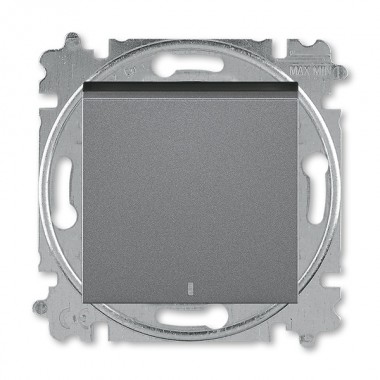 Обзор Выключатель кнопочный одноклавишный с подсветкой ABB Levit сталь / дымчатый чёрный (3559H-A91447 69W