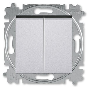 Переключатель двухклавишный ABB Levit серебро / дымчатый чёрный (3559H-A52445 70W)