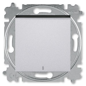 Выключатель одноклавишный с подсветкой ABB Levit серебро / дымчатый чёрный (3559H-A01446 70W)