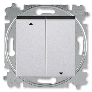 Выключатель жалюзи двухклавишный ABB Levit с фиксацией серебро / дымчатый чёрный (3559H-A89445 70W)