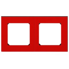 Рамка ABB Levit 2 поста красный / дымчатый чёрный