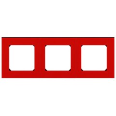 Рамка ABB Levit 3 поста красный / дымчатый чёрный