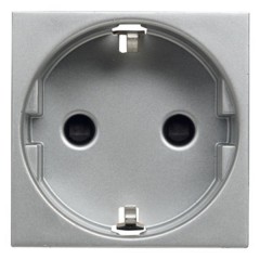 Розетка 220В с/з со шторками 16А / 250В ABB Zenit, серебристый (N2288 PL)