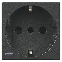 Розетка 2К+З 10/16 А немецко-итальянского стандартов с защитными шторками Axolute Антрацит