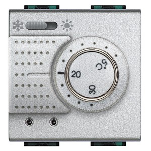 Термостат комнатный с переключателем "зима/лето" и релейным вых. на С-NO 2А 2м LivingLight Алюминий