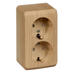 Розетка двойная c/з со шторками Этюд темный бук [уп 16шт]