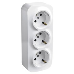 Розетка тройная Legrand Quteo с заземлением со шторками белая [уп 10шт]
