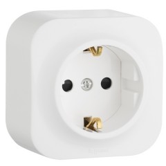 Розетка Legrand Quteo с заземлением со шторками белая [уп 20шт]