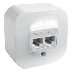 Розетка телефон+компьютер Legrand Quteo RJ11/RJ45 Cat5 UTP белый [уп 20шт]