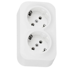 Розетка двойная Legrand Quteo с заземлением со шторками белая [уп 10шт]