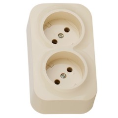 Розетка двойная Legrand Quteo без заземления слоновая кость [уп 10шт] (бежевый)