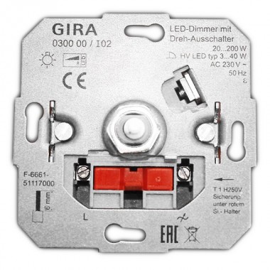 Обзор Светодиодный диммер 200Вт с поворотным выключателем Gira механизм
