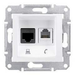 Информационная розетка RJ11+RJ45 UTP кат.5е Sedna, белая