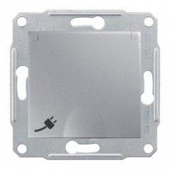 Розетка 2Р+Е со шторками и крышкой  IP44 винтовые клеммы Sedna, алюминий
