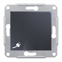 Розетка 2Р+Е со шторками и крышкой  IP44 винтовые клеммы Sedna, графит