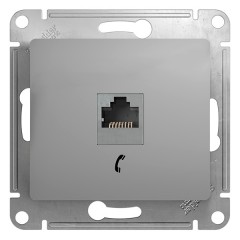 Розетка телефонная RJ11 механизм SE Glossa, алюминий