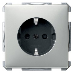 Розетка c/з с защитными шторками автозажим Merten System Design Сталь