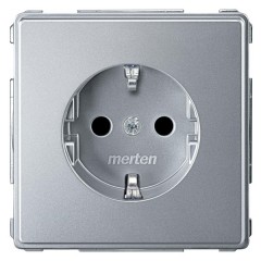 Розетка c/з с защитными шторками автозажим Merten Aquadesign Алюминий