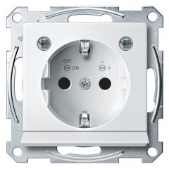 Розетка c/з с подсветкой и защитными шторками автозажим Merten System M Полярно-белый