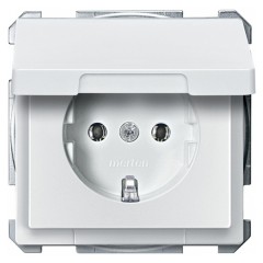 Розетка c/з с крышкой автозажим Merten System Design Полярно-белый
