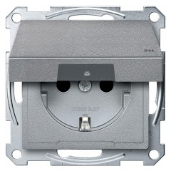 Розетка c/з с крышкой IP44 автозажим Merten System M Алюминий