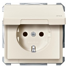 Розетка c/з с крышкой IP44 автозажим Merten System Design Бежевый