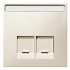 Накладка 2-ая тел/комп розеток с полем для надп Rj11/RJ45 прямая System Design Merten бежевый