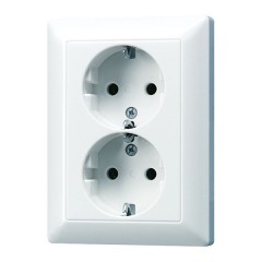 Розетка 2-ая с/з 220В 16А безвинтовой зажим Jung ECO Profi Белый