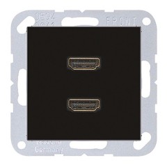 Розетка HDMI 2 местная Jung A Черный механихм+накладка